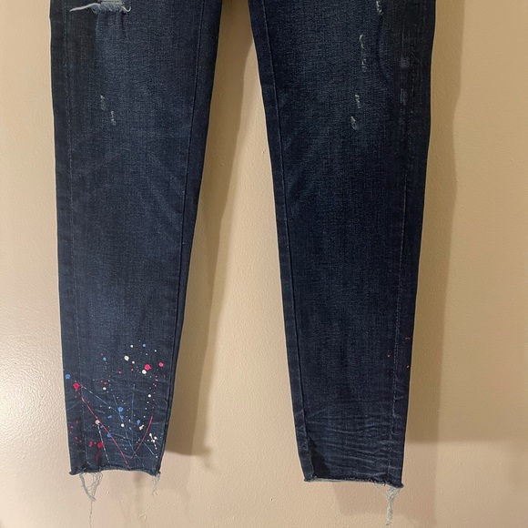 Zara Basic Paint Splatter Dark Blue Skinny Jeans Size 2 - Picture 5 of 9